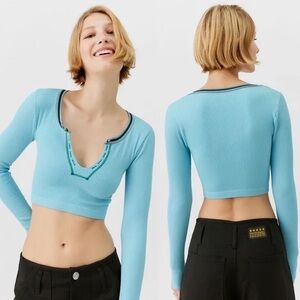 Urban Outfitters Out from under blue long sleeve crop top